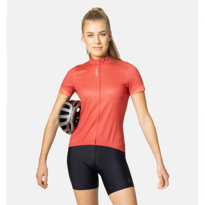 Odlo Damen Essentials_411951 Radtrikot mit Reissverschluss (1er Pack) L American Beauty - Cayenne, L