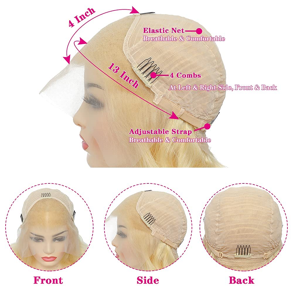Echthaar Perücke Frauen 613 Wig Human Hair 22 Inch Blonde Lace Front Wig Human Hair Glatt Perücke fü