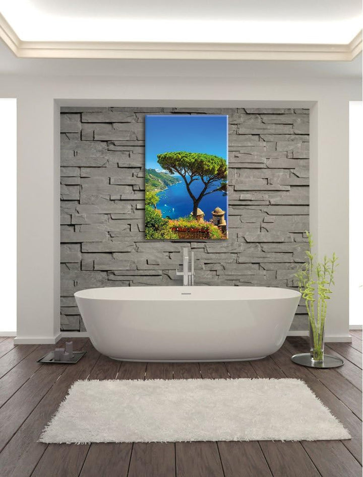 Mediteranes Meer, Format: 100x70 auf Leinwand, XXL riesige Bilder fertig gerahmt mit Keilrahmen, Kun