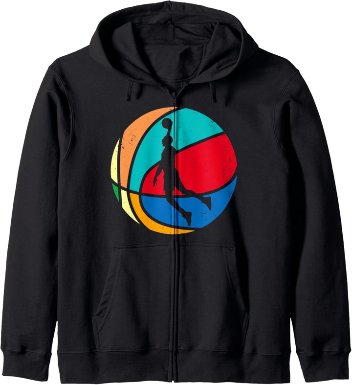 Basketballer Retro 70er 80er Basketballdesign Dunking Kapuzenjacke