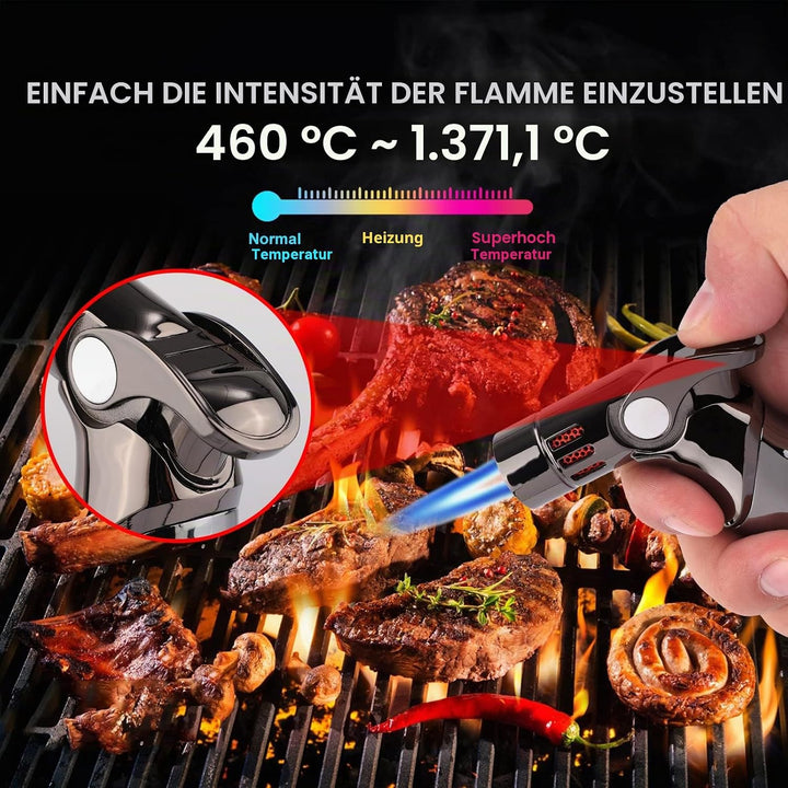 Butangas-Fackel Flamme Flamme verstellbare Flamme Sicherheitsverschluss zum Backen für Creme Brulee,