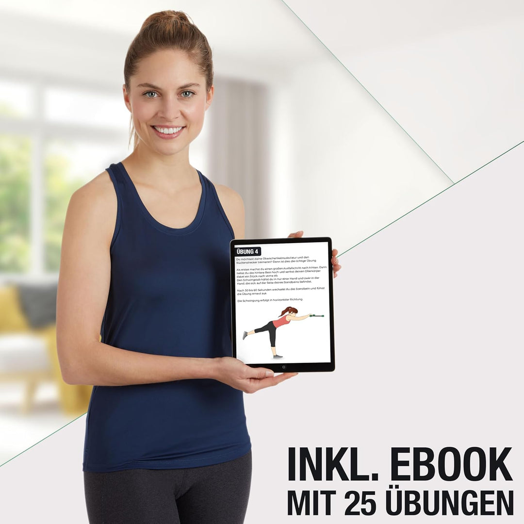 Sports Schwingstab – Swingstick inkl. E-Book (PDF Datei) – Wackelstab mit verstellbaren Gewichten –