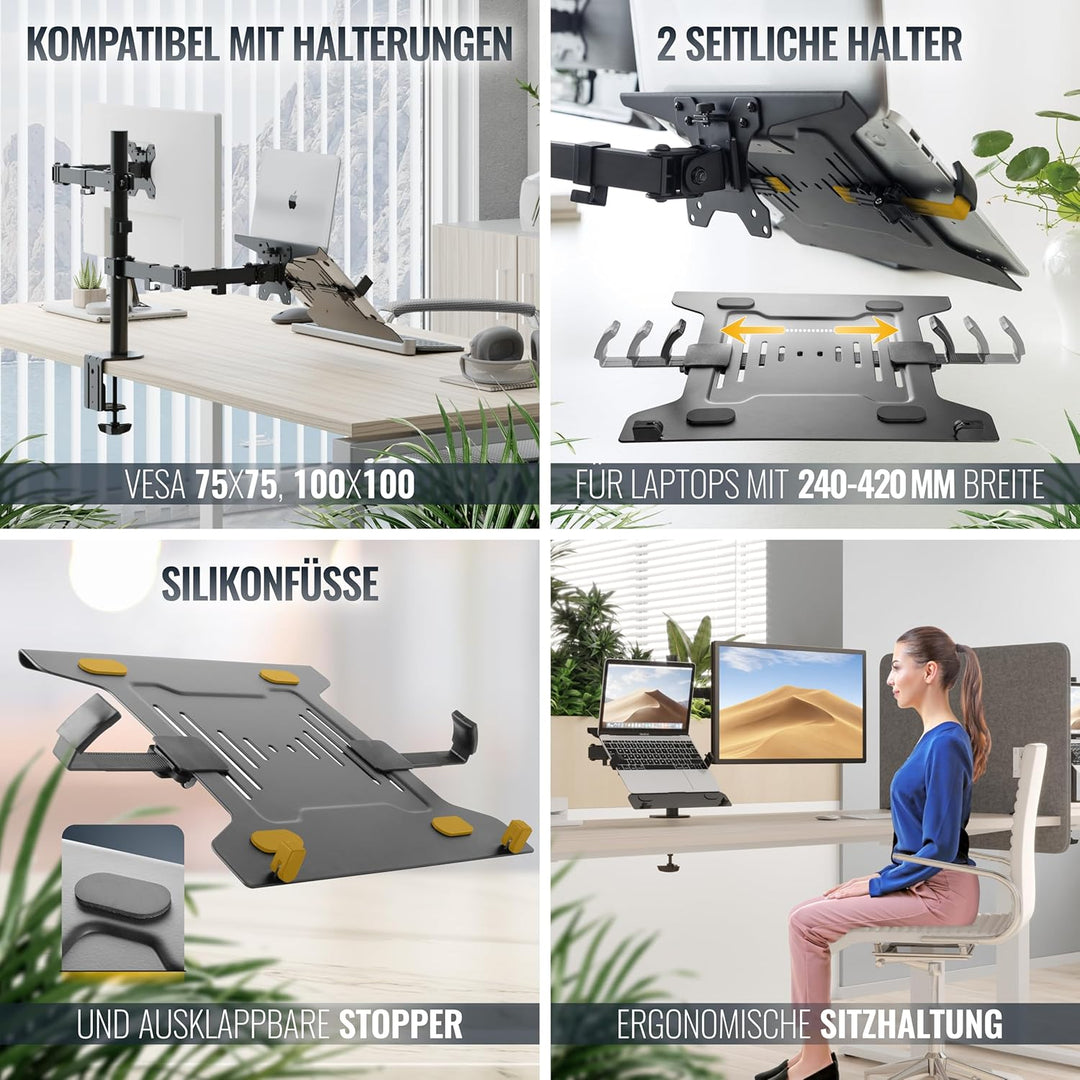 RICOO Laptophalter, CZ3028, Lap Desk, Einstellbar, Monitorhalterung, Laptop Tray, VESA 75x75/100x100