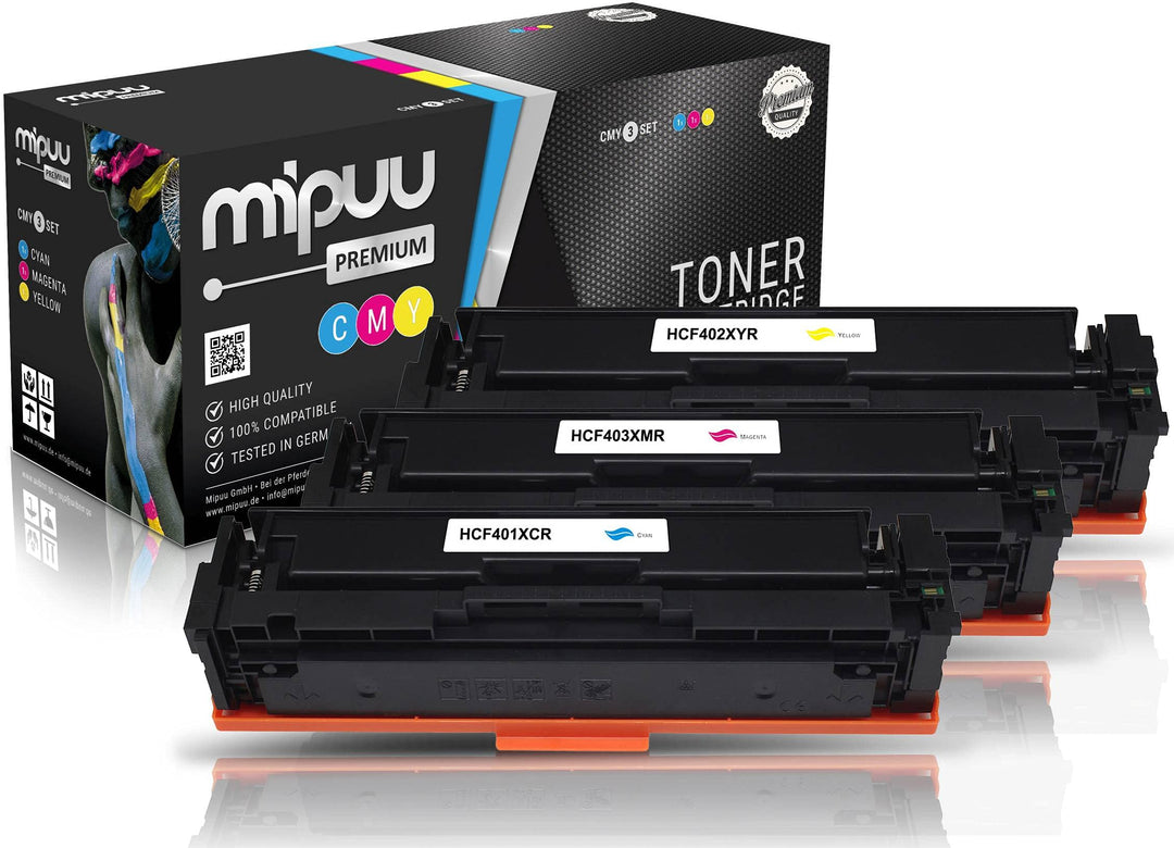 Mipuu 3 Toner kompatibel zu HP CF253XM CF401X CF402X CF403X (Cyan Magenta Gelb) für Color Laserjet P