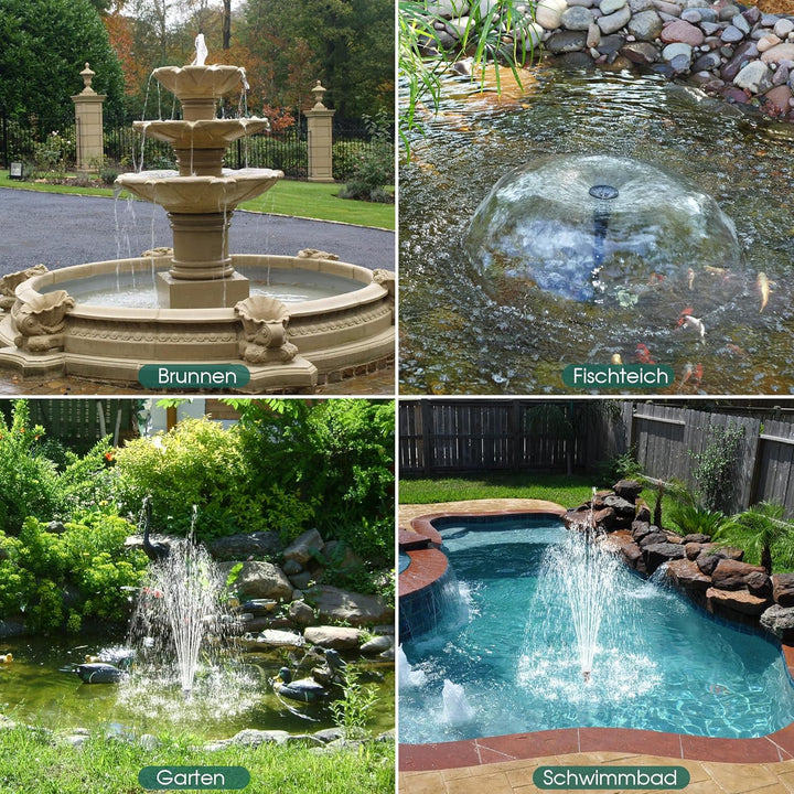 Biling Solar Springbrunnen für aussen, 20W 875L/H Solar Teichpumpe mit Filter 2M Wasserleitung DIY W