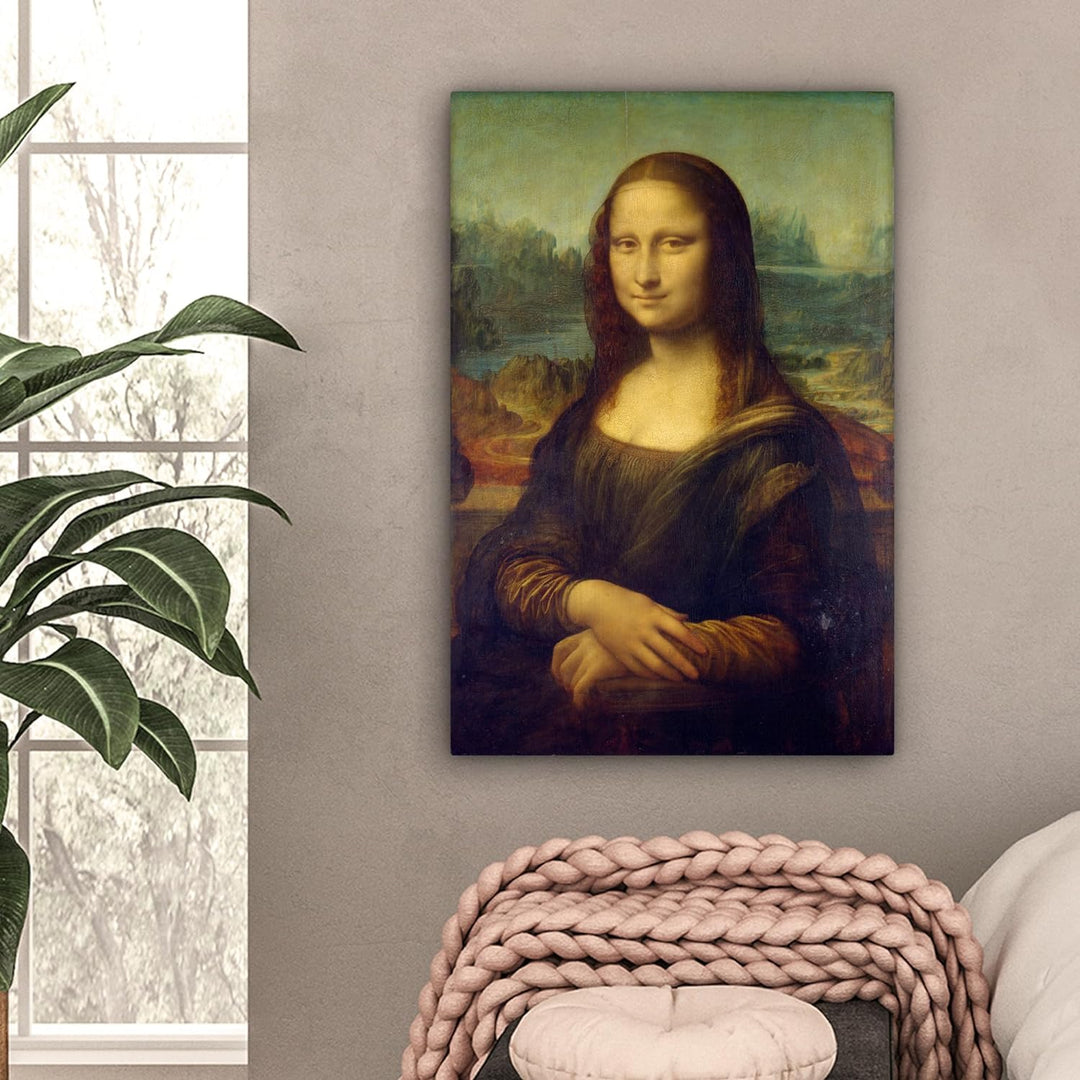 MuchoWow Leinwand Bilder, Einzigartige Wanddeko mit Rahmen, Mona Lisa - Leonardo da Vinci, Wandbilde