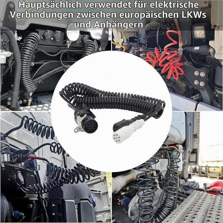 Elektrowendel Adapter 24V 15-polig auf 2X 7-polig Spiralkabel für LKW Anhänger Zugmaschine Trailer K
