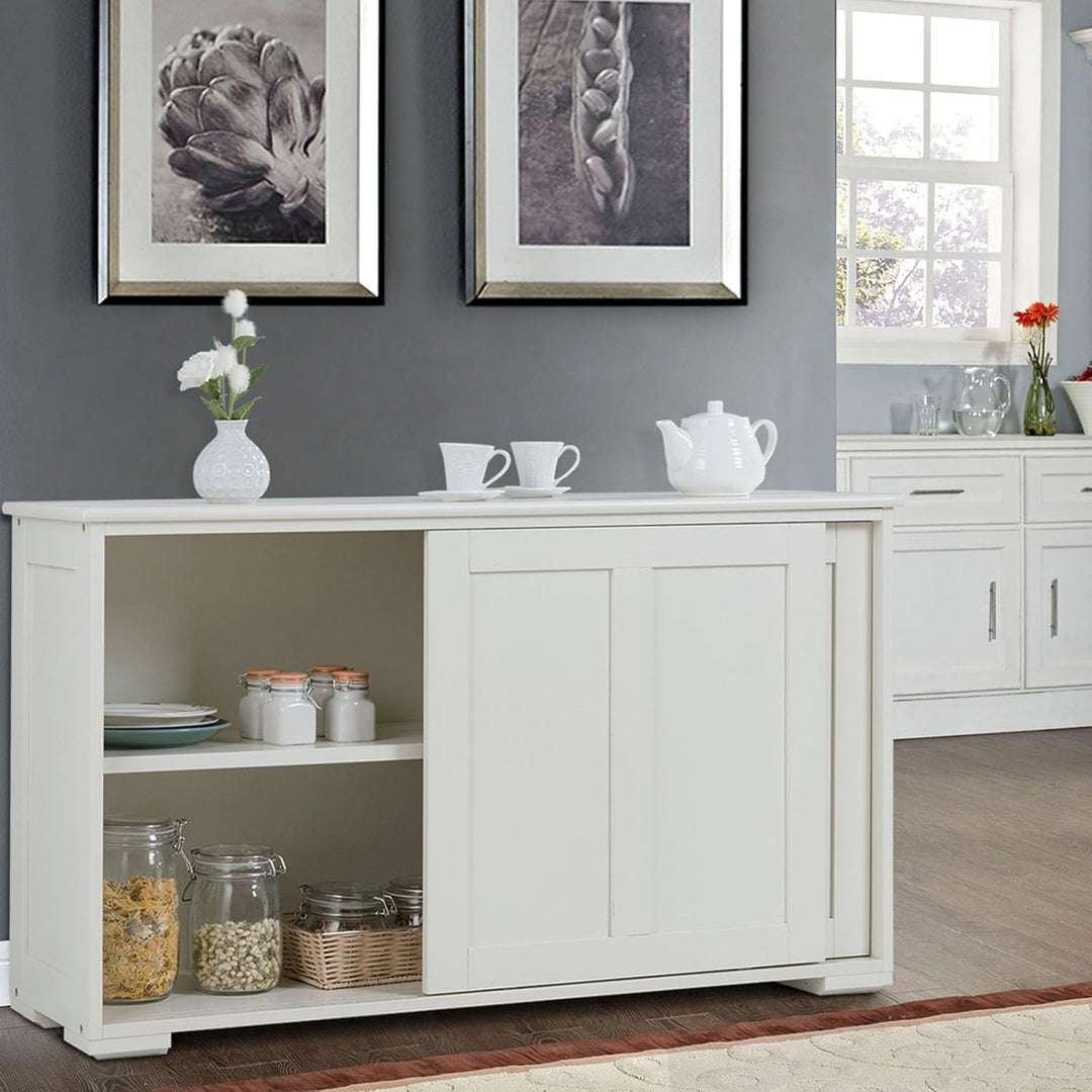 COSTWAY Sideboard, Küchenschrank mit Schiebetüren & verstellbarem Ablage, Buffetschrank Aufbewahrung