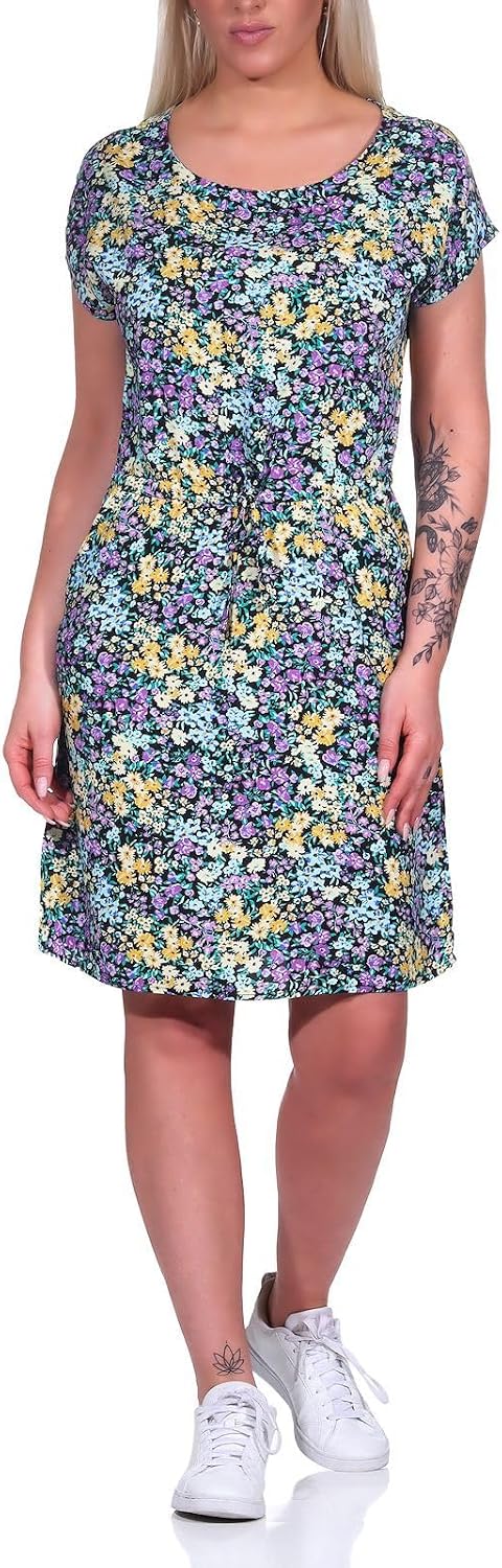 ONLY Damen Viskose Kleid Onlnova Life Connie Bali Kurzarm Sommer-Kleid XS Black / Jol Blossom, XS Bl