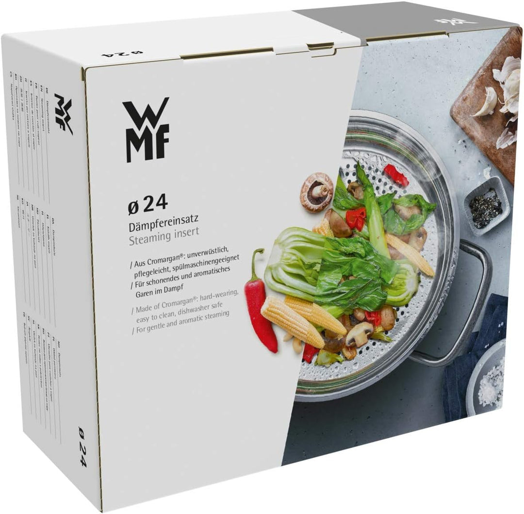 WMF Compact Cuisine Gemüse-/ Kartoffeldämpfer 24 cm, Dampfgarer Einsatz für Topf, Cromargan Edelstah