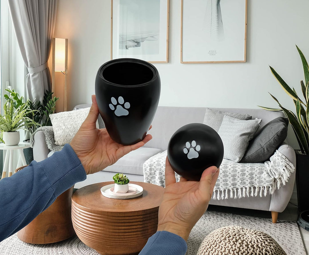 FeinKnick Andächtige Urne 1 Liter für Katze oder Hund drinnen &amp; draussen - handgefertigte Tierurne a