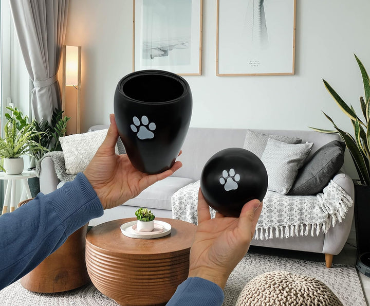 FeinKnick Andächtige Urne 1 Liter für Katze oder Hund drinnen &amp; draussen - handgefertigte Tierurne a