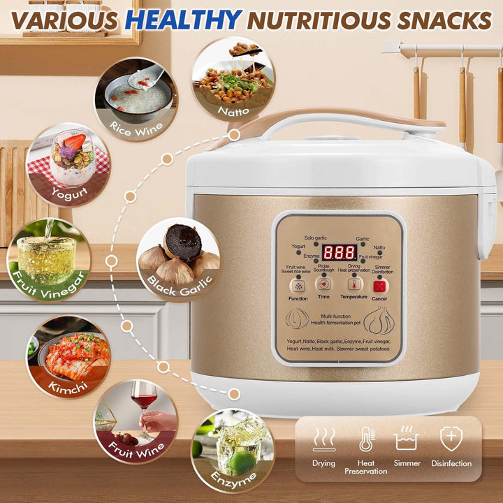Moongiantgo 6l Schwarzer Knoblauchfermenter, Automatische Steuerung Knoblauchtopf Natto, Joghurt, Ki