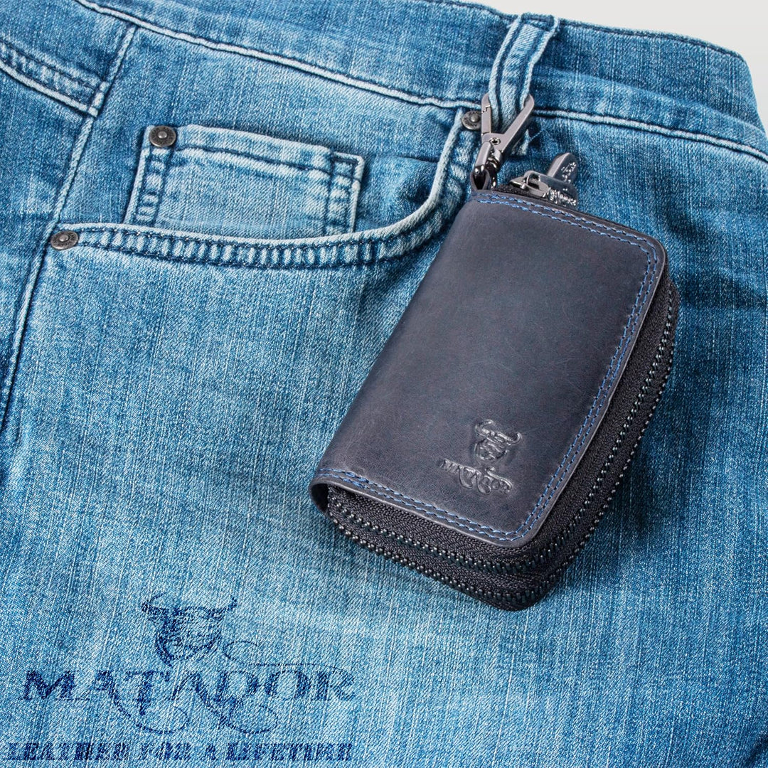 MATADOR Schlüsseletui Herren Leder #KOPENHAGEN mit edler Geschenk Box, Elegante Autoschlüssel Hülle