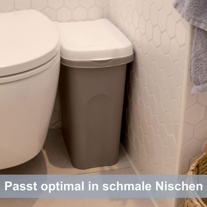 3x 15L Mülleimer Küche gelb grün weiss, Mülleimer 3 Fächer, Mülltrennsystem 3fach, Mülltonne, Abfall