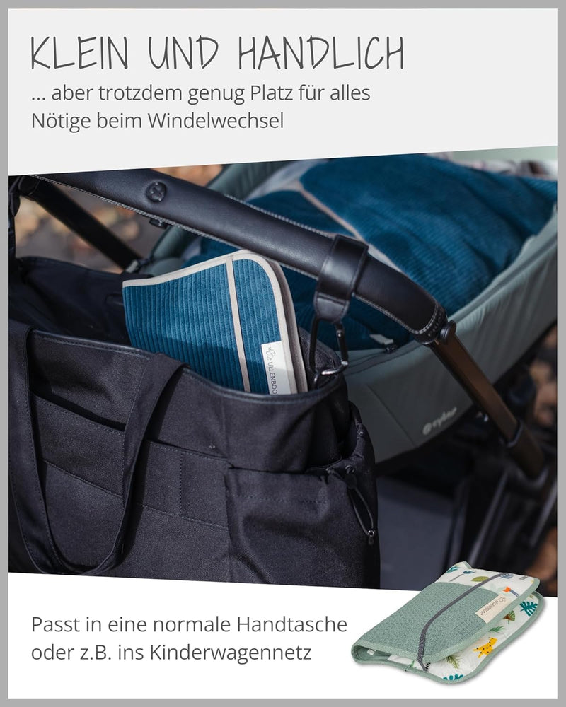 ULLENBOOM Windeltasche für unterwegs, Salbeigrün Regenwald, Made in EU - Wickeltasche für bis zu 3 W