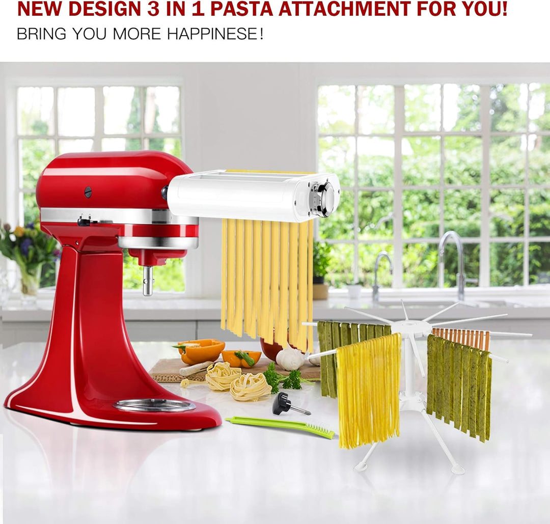 Antree 3-in-1 Roller- und Schneide-Aufsatz-Set für KitchenAid Standmixer, inklusive Nudelblech-Rolle