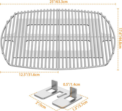 Onlyfire Grillrost Edelstahl,Ersatzrost passend(65.5 * 44.5 cm) für Weber Q300, Q320, Q3000, Q3100,