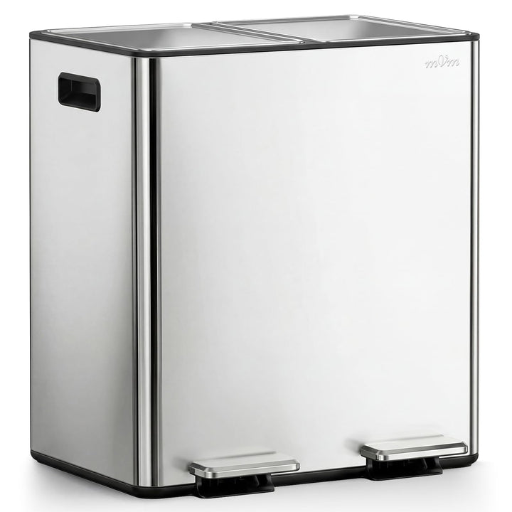 mVm Mülleimer Küche,40 Liter Treteimer,2 x 20 Liter Treteimer, 2 Fächer, Mülltrennsystem, Abfalleime