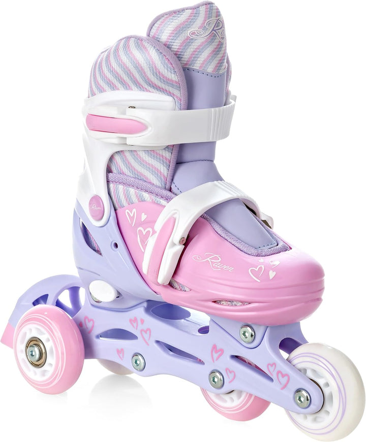 RAVEN 4in1 Inline Skates Triskates Rollschuhe Schlittschuhe Inliner für Kinder Mädchen verstellbar G