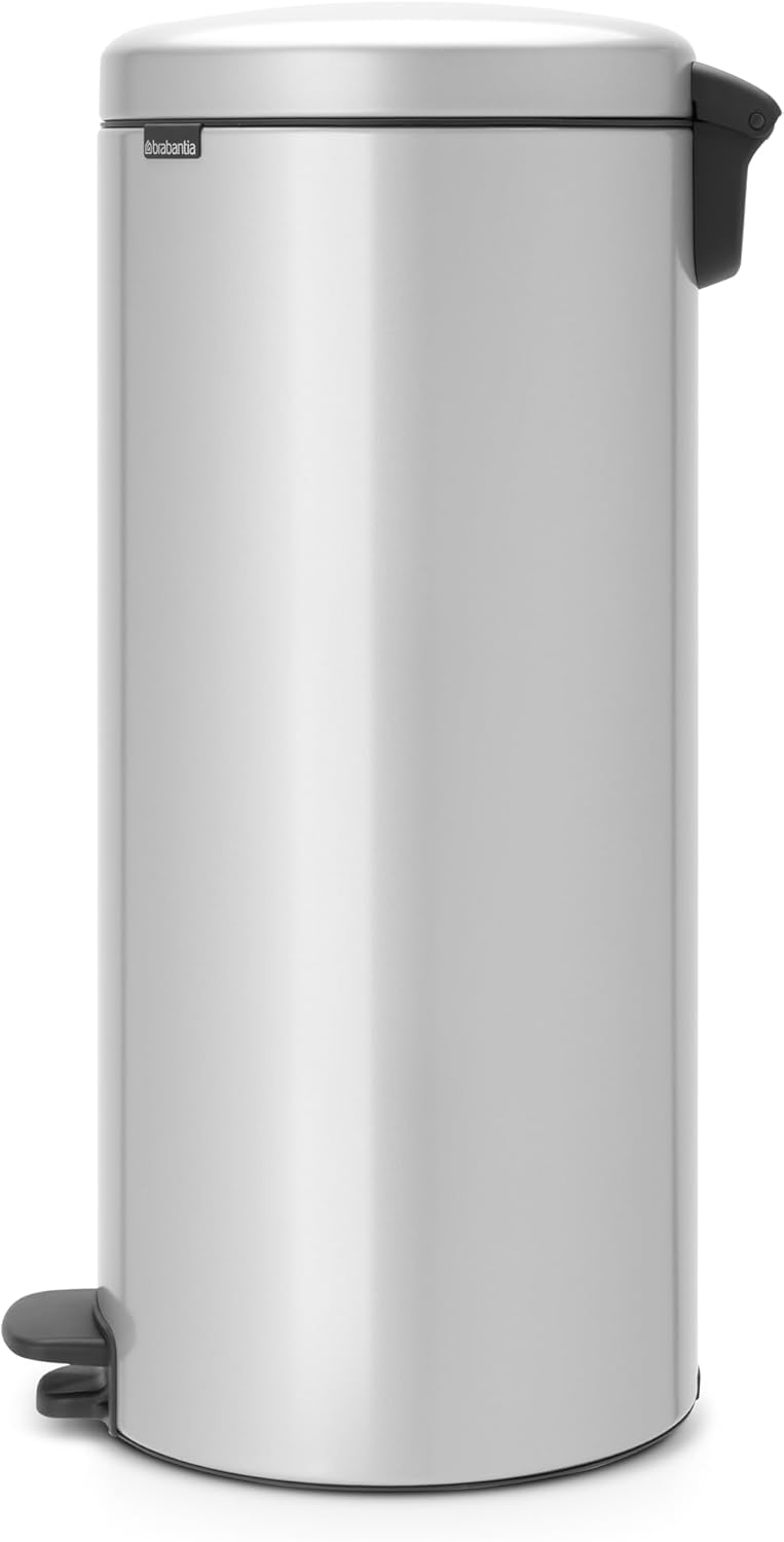 Brabantia 114465 Treteimer 30 L mit Kunststoffeinsatz in metallic grau, Plastik, 30 Liter Metallic G