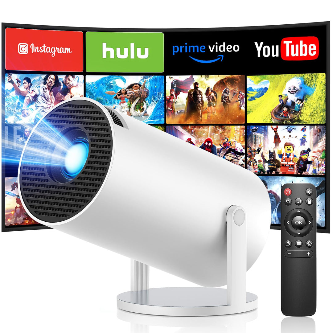 Mini Beamer 4K, Smart Projektor Full HD 1080P, Integrierte APP, Weiss