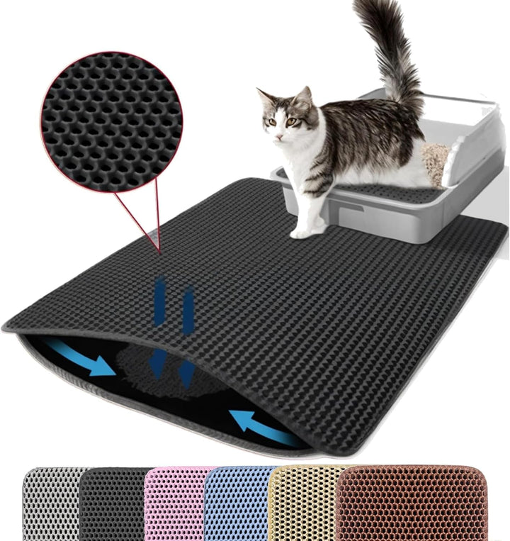 Katzenklo Matte, 116x66cm Riesiger Doppelschichtiger Katzenklo Unterleger, wasserdichte Langlebige E