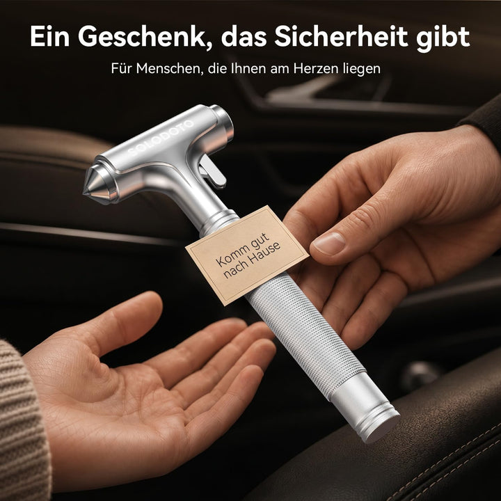 2-in-1 Notfallhammer Auto mit Gurtschneider, hochharte Wolframstahlspitze GUrtschneider Notfallhamme