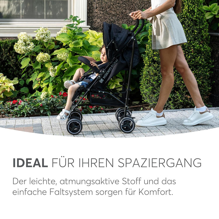 KikkaBoo BEETLE Kinderwagen, Kinderwagen bis 22 kg, faltbar, leicht, kompakt, Schwarz, Schwarz