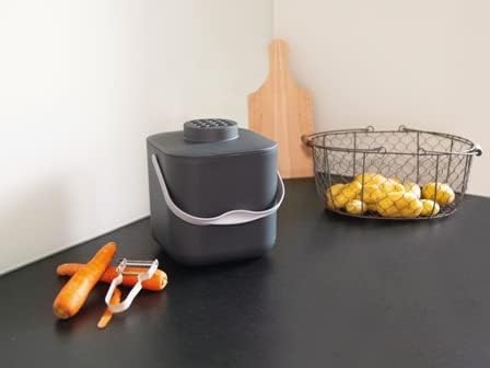 Stöckli Komposteimer Pot mit Aktivkohlefilter in Grau + 2 Ersatzfilter -5l Volumen - Swiss Made