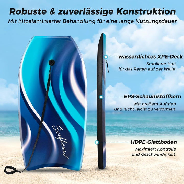 GOPLUS Bodyboard, Schwimmbrett Schwimmboard leicht tragbar für Strand, Meer, Surfboard, Sup-Board mi