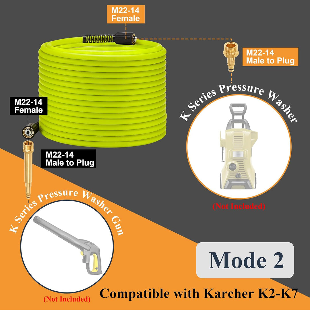 M MINGLE Hochdruckreiniger Schlauch 15m (50 FT) x 1/4 Zoll, M22 14mm Ersatzschlauch für Hochdruckrei