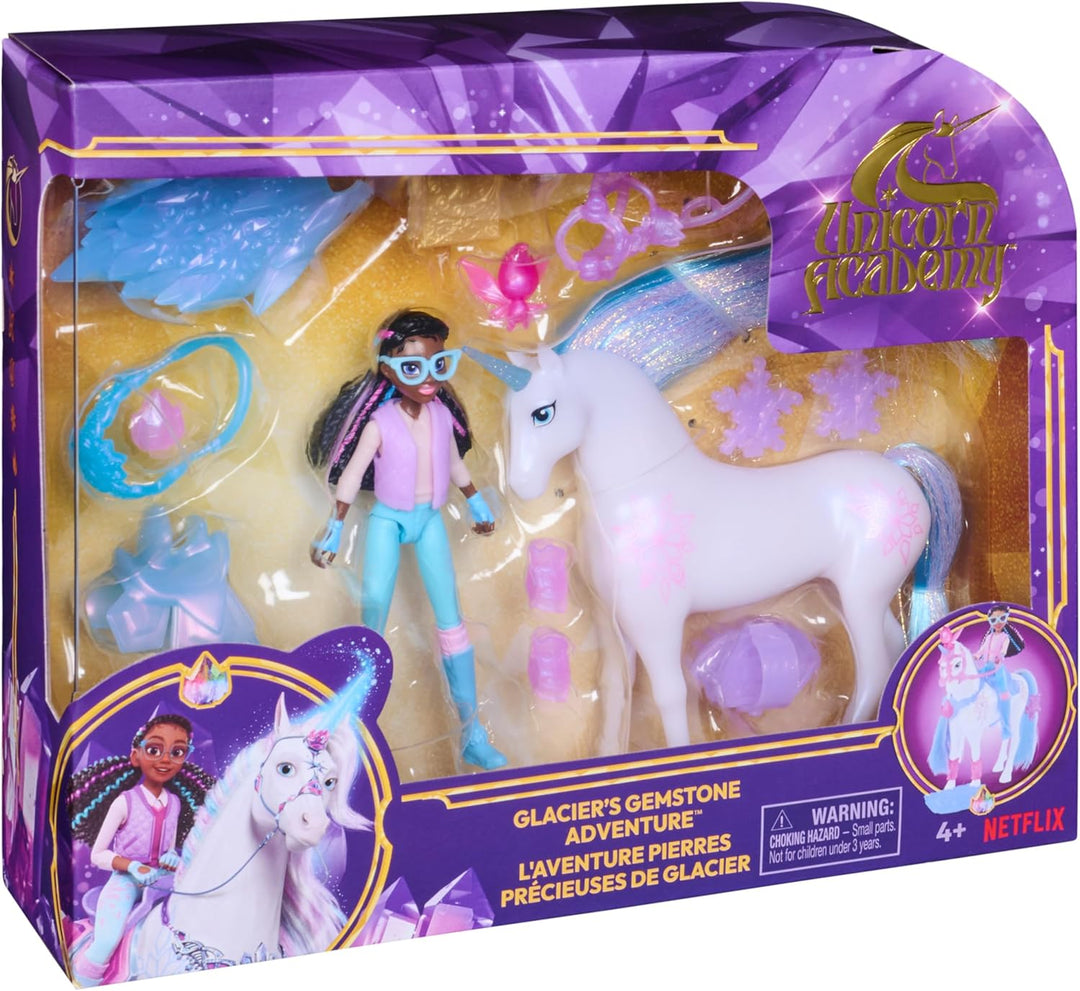 Unicorn Academy - Glacier’s Gemstone-Abenteuer mit Layla, ca. 12 cm Originalfiguren zur Netflix Seri