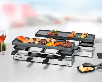 ROMMELSBACHER RC 1600 Raclette-Grill fun for 4+4 (Tischgrill, für 8 Personen, erweiterbar, Parkdeck,