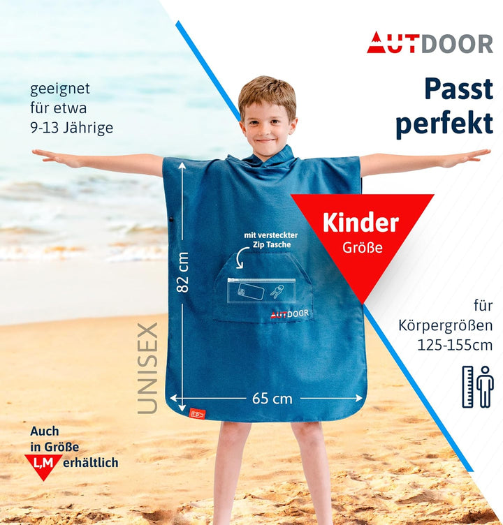 AUTDOOR® Mikrofaser Badeponcho Damen & Herren - nachhaltig aus 100% recycelten PET-Flaschen - Handtu
