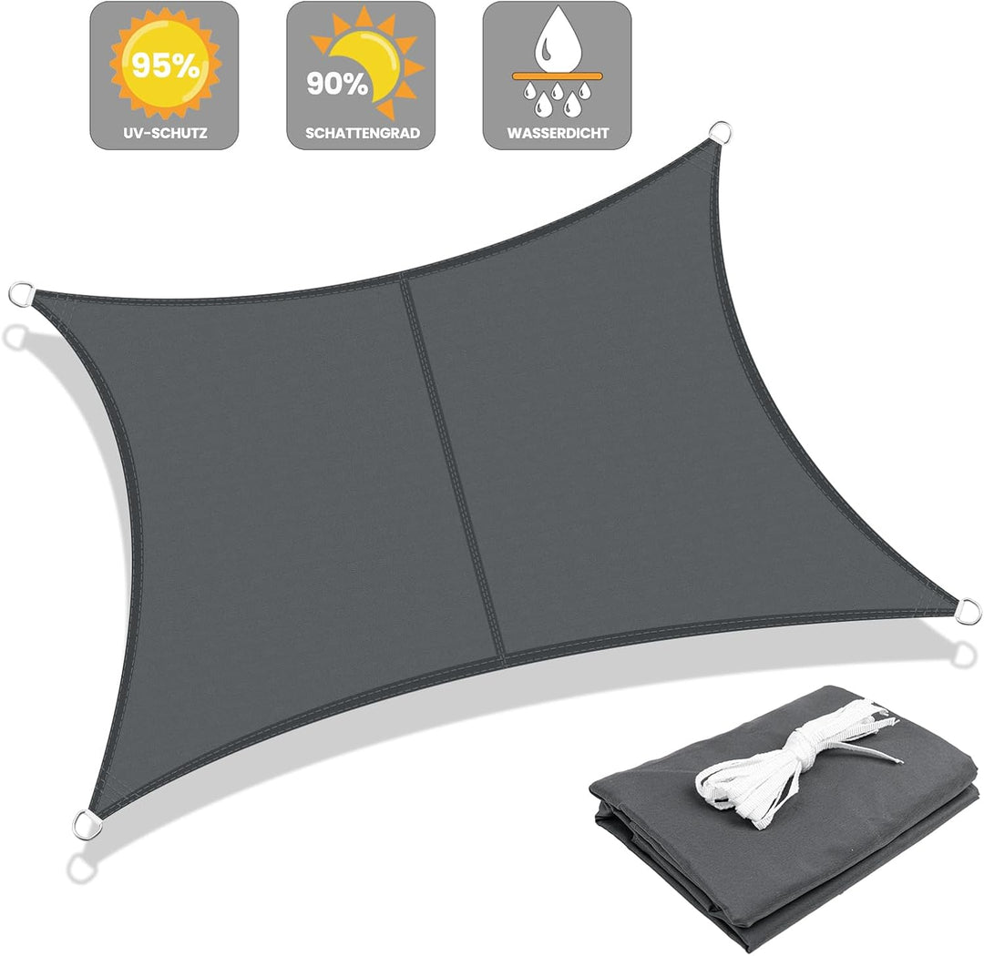LOVE STORY Sonnensegel Wasserdicht 3x4m Rechteckig PES Polyester Sonnenschutz Windschutz Balkon Terr