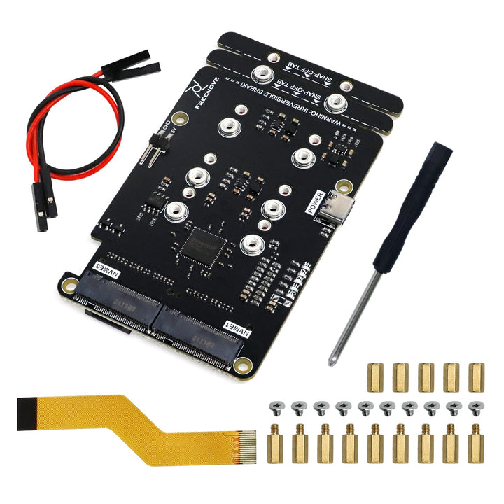 FREENOVE Quad M.2 NVMe SSD HAT for Raspberry Pi 5, M.2 Adapter AI HAT 4 Slots NAS RAID Kit, Solid St