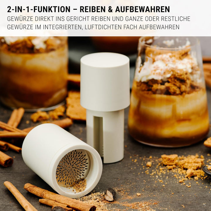 Microplane Gewürzmühle 2in1 – Kaschmir Beige | Manuelle Mühle mit rasiermesserscharfer Edelstahlklin