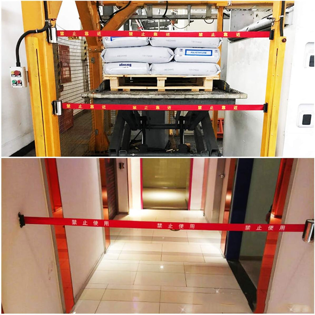 Edelstahl Absperrband,Yueser 2 x 3M Edelstahl Einzeihbar Wand Montiert Absperrung Einziehbar Absperr