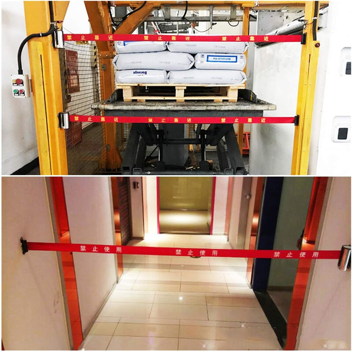 Edelstahl Absperrband,Yueser 2 x 3M Edelstahl Einzeihbar Wand Montiert Absperrung Einziehbar Absperr