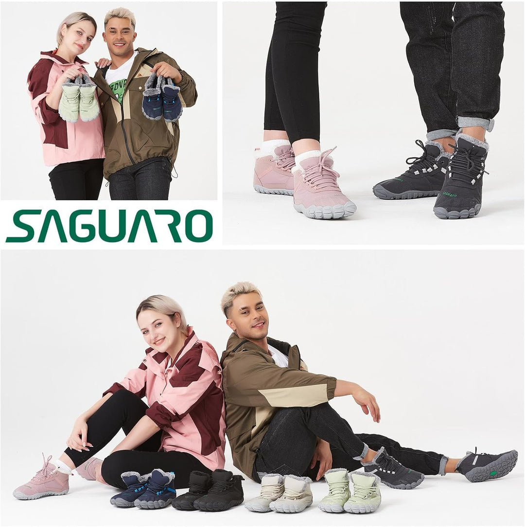 SAGUARO Barfussschuhe Gefüttert Herren Winterschuhe Damen Warm Winterstiefel 47 EU Blau, 47 EU Blau