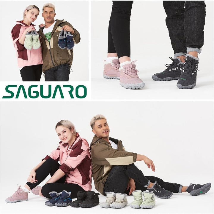 SAGUARO Barfussschuhe Gefüttert Herren Winterschuhe Damen Warm Winterstiefel 47 EU Blau, 47 EU Blau