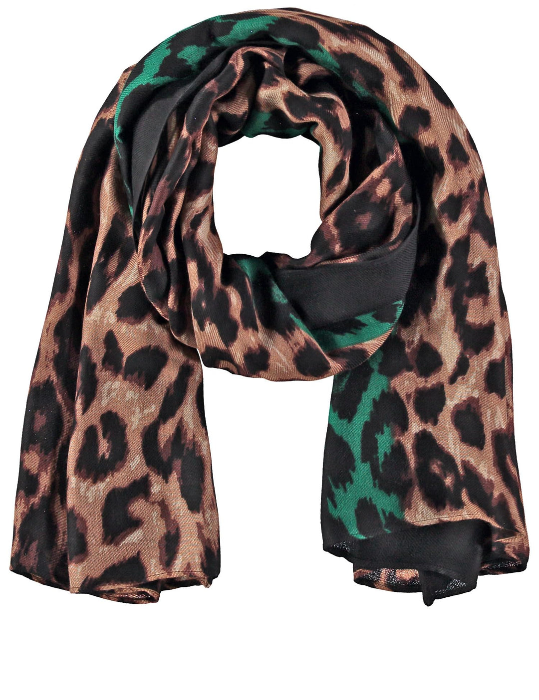 Samoon Damen Schal mit Leo Muster Schal mit Animal Print Einheitsgrösse Black gemustert, Einheitsgrö