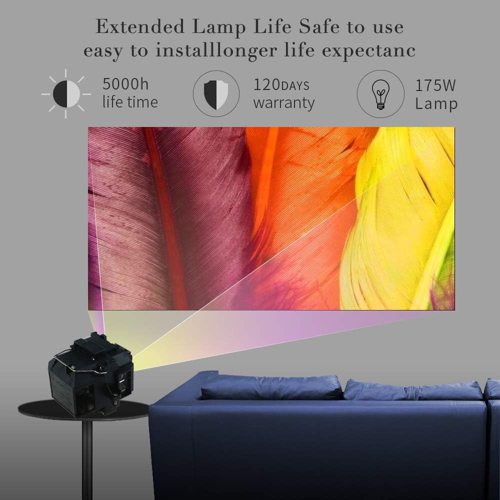 Huaute V13H010L54 / ELPLP54 Ersatz-Projektorlampe für EPSON EB-S7 EB-S72 EB-S8 EB-S82 EB-W7 EB-W8 EB