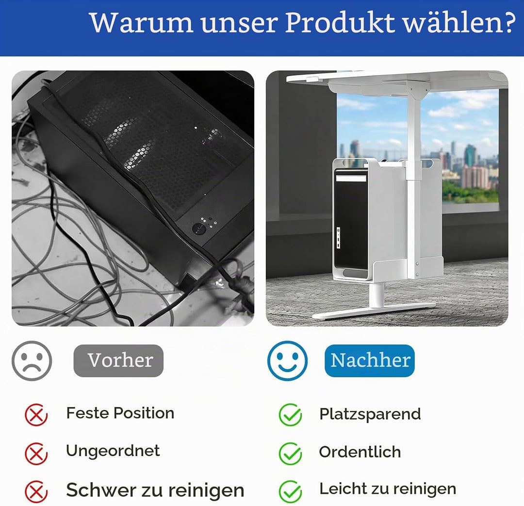 PC Halterung unter Schreibtisch, höhenverstellbar &amp; universell, platzsparende Aufhängung bis 30 kg T