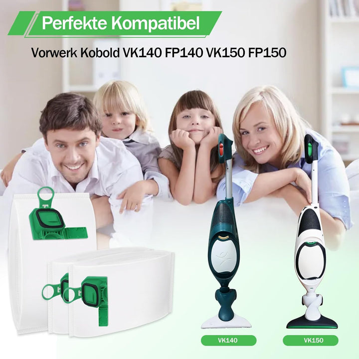 12 Staubsaugerbeutel für Vorwerk Kobold VK140/150 FP140/150 mit 2 Filter +12 (vk140-12+2+2)