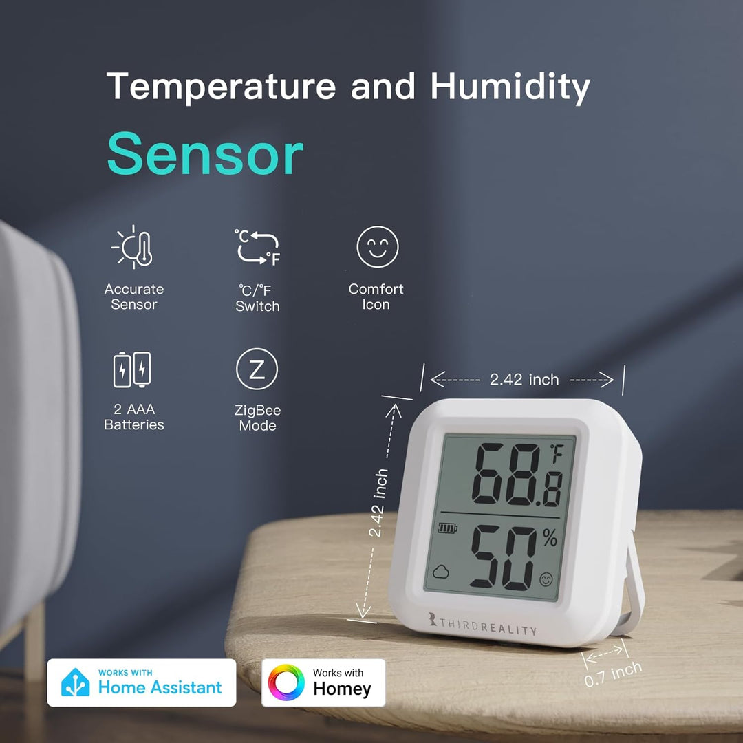 THIRDREALITY Zigbee Temperatur- und Feuchtigkeitssensor mit Digitalem LCD-Display, ZigBee Hub Erford