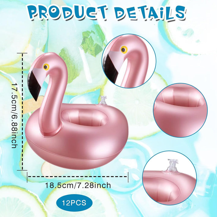 Aufblasbarer Getränkehalter Flamingo, 12 Stück Flamingo Schwimmring Getränke, Flaschenhalter Pool Sc