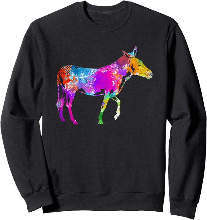 Landwirtschaft Bauernhof Tier Farbenfrohes Tiermotiv Esel Sweatshirt