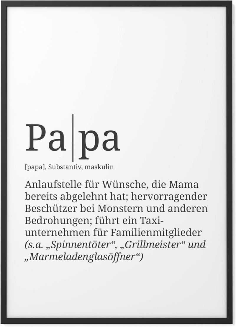 Papierschmiede® Definition: Papa, DIN A1 (59x84 cm), XXL Poster für Wohnzimmer, Schlafzimmer, Küche,